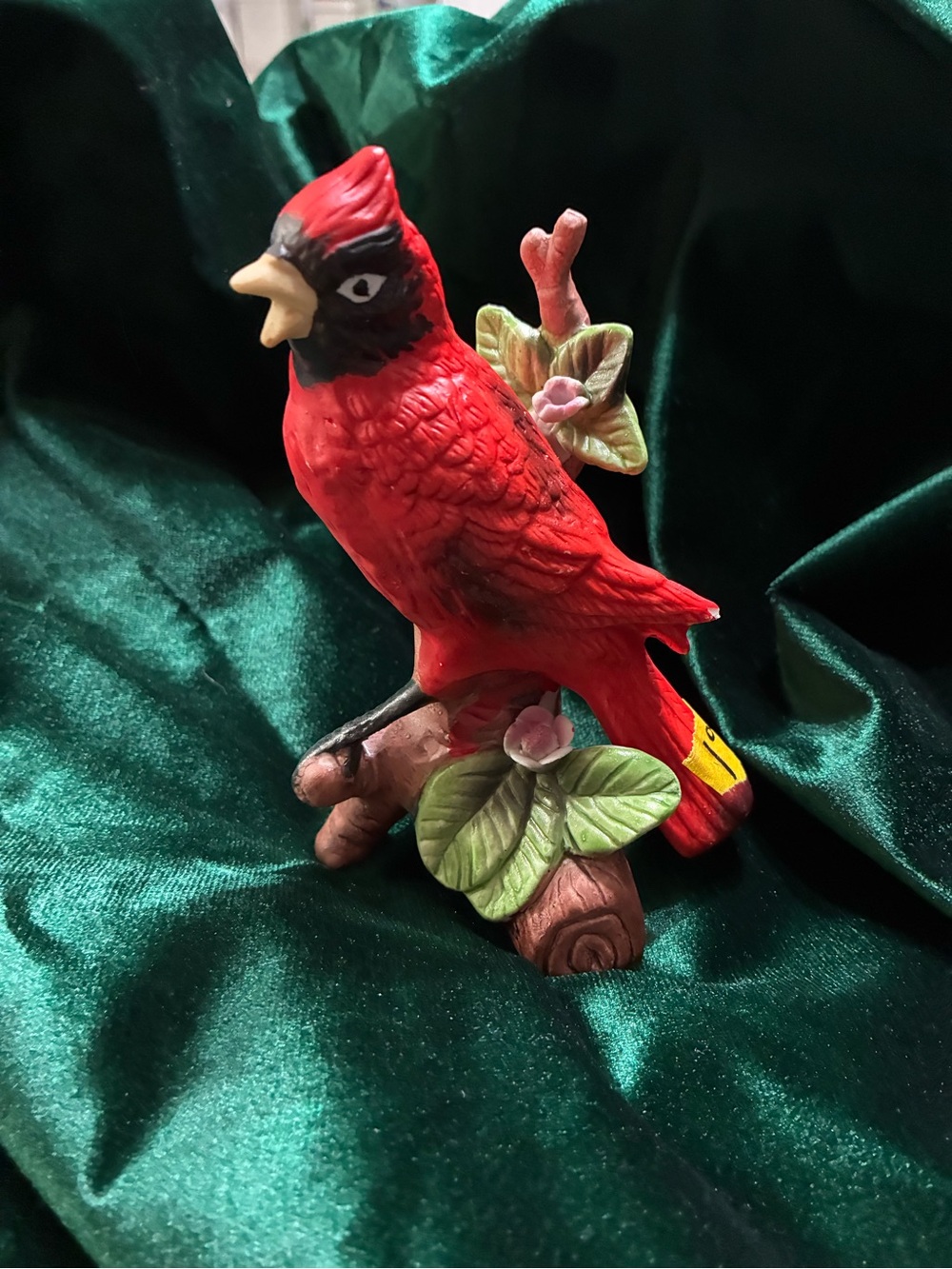 VTG Red Cardinal Bird Figurine - Decorative Resin Perch